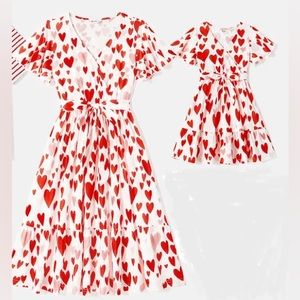 Mommy & Me hearts matching dresses